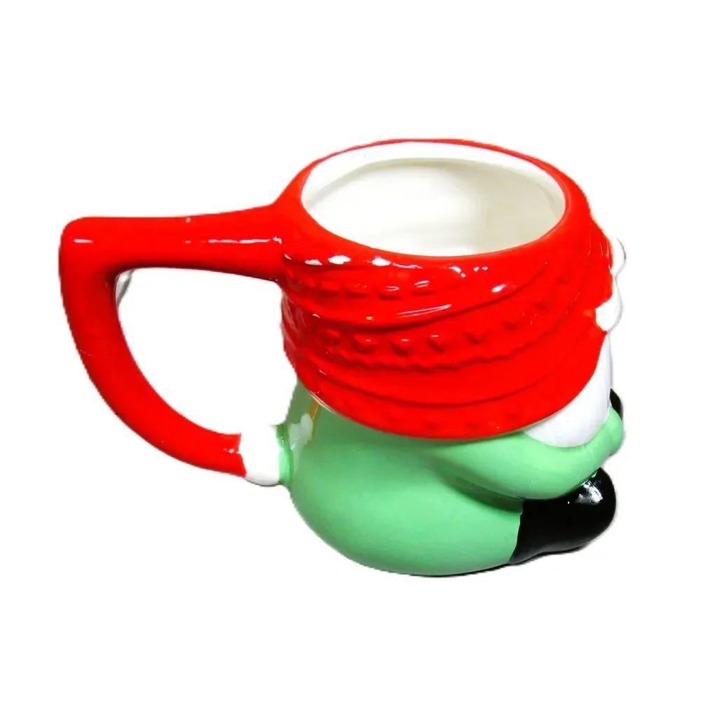 Festive Gnome Mug Red and Green Holiday Ceramic Cup Cocoa Coffee Egg Nogg Tea